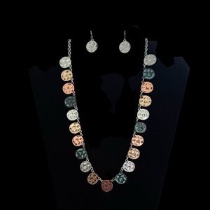 Elegant Multicolor Disc Necklace and Earring Set